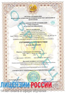Образец сертификата соответствия Жуковский Сертификат OHSAS 18001
